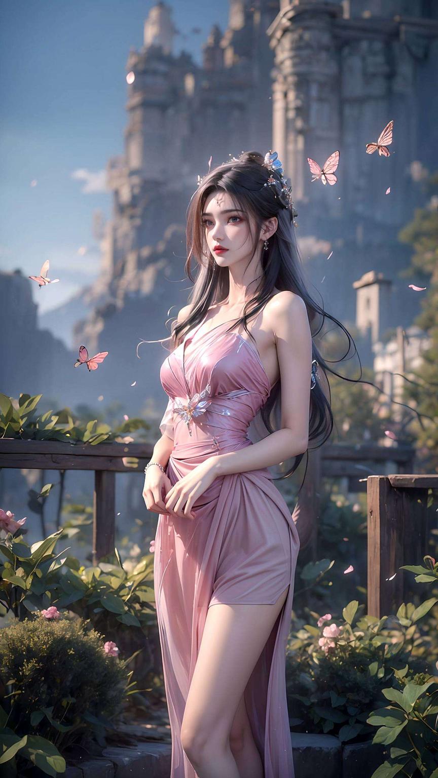 淡粉色背景上周围点缀着五彩斑斓的气泡