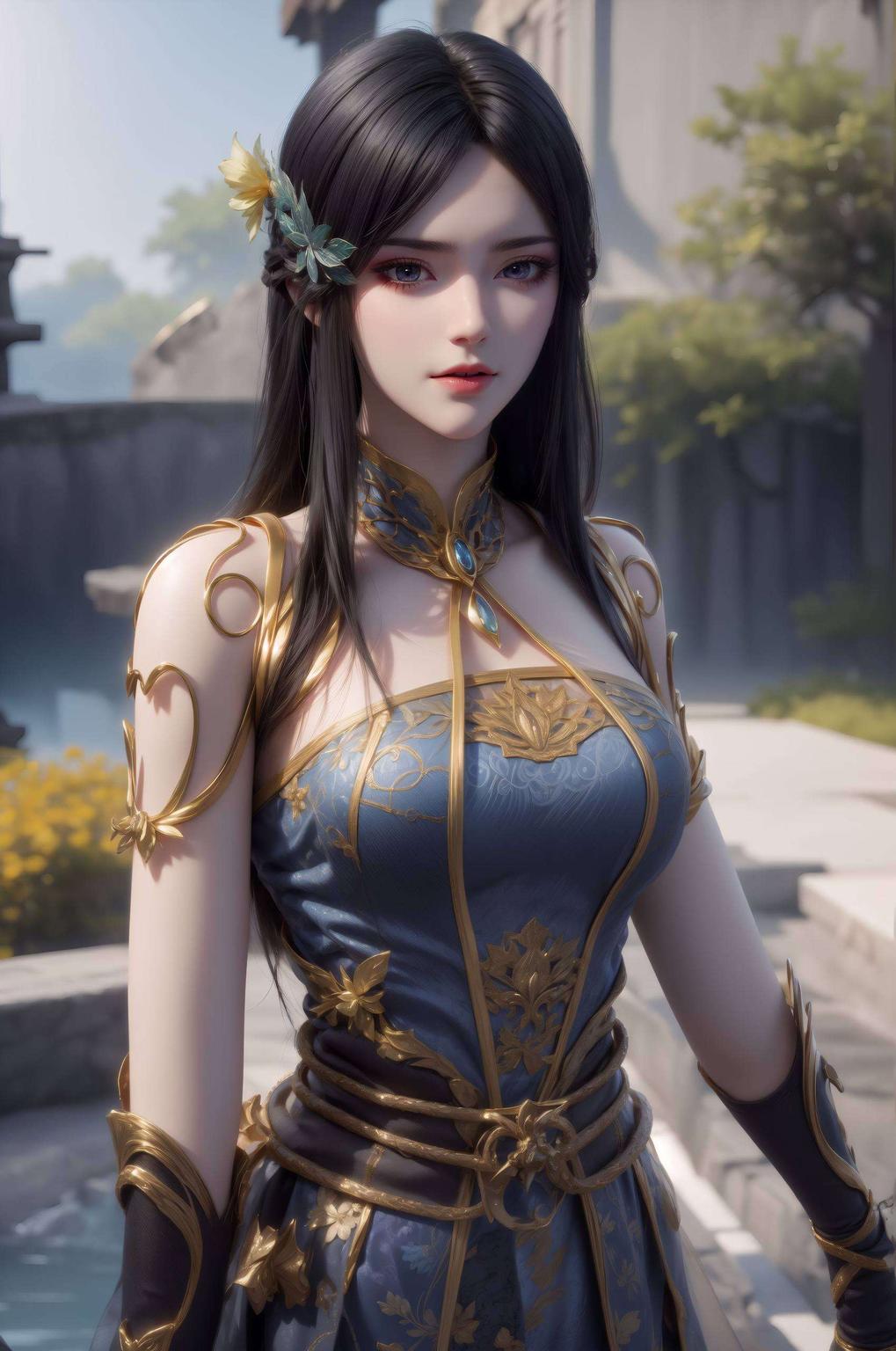 搭配柳菲甜美笑容仿佛置身清新花园