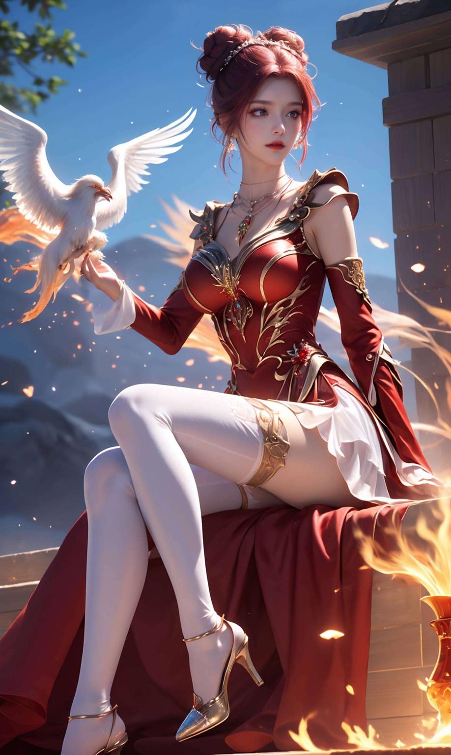 绝世唐门中的火焰女神办公学习两不误！