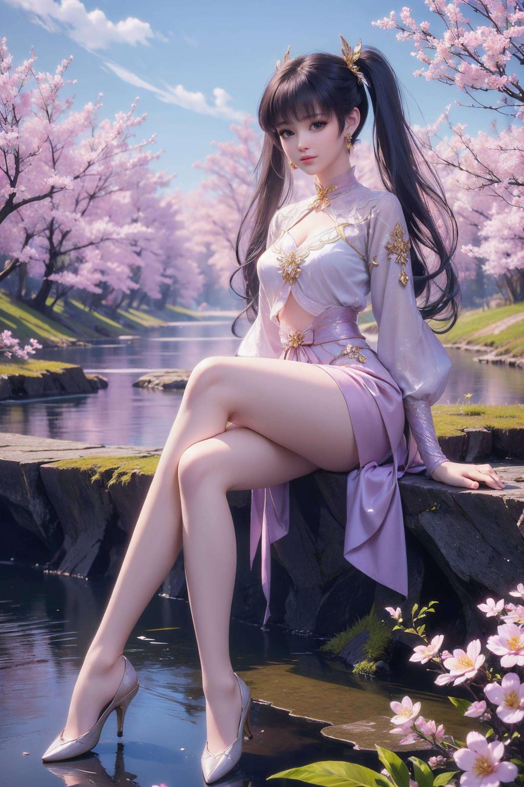 这组电脑屏保壁纸紫妍挥剑英姿飒爽